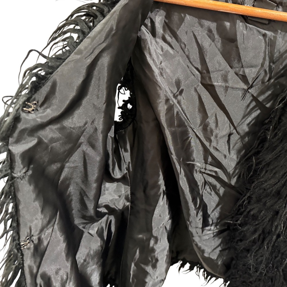 Wet Seal Womens Black Faux Fur Shag Vest Medium Sleeveless Hook Eye Closure - Picture 8 of 13